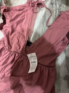 Boho Eyelet V-Neck Dress