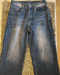 Wide Leg Blue Denim Jeans