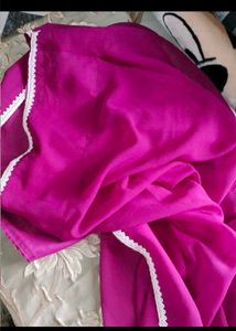 Purple Saree with White Lace Border