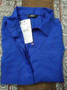 Shein Blue Sleeveless Collared Shirt