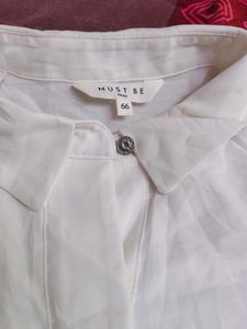 Chic White Long Sleeve Button-Up Top