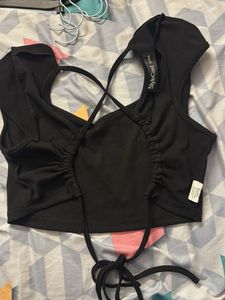 Black Crop Top with Strappy Back
