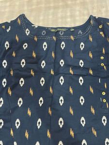 Stylish Blue Ikat Print Kurta