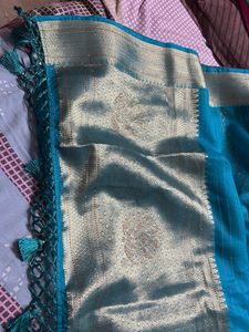 Elegant Blue &amp; Gold Saree