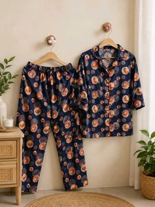 Stylish Navy Blue Printed Co-ord Set 💙✨