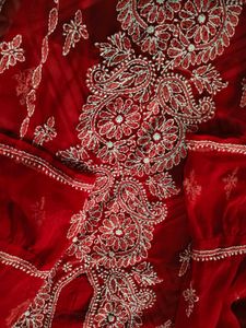 Red Chikankari Kurti
