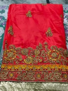 Red Embroidered Silk Saree