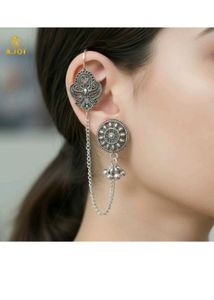 Oxidized Silver Chain Earrings