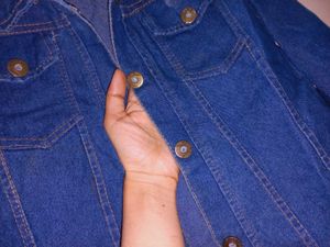 Denim Jacket with Pearl Embellishments