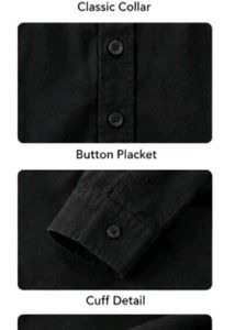 Classic Black Long Sleeve Button-Up Shirt. Size= M