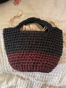 Chic Crochet Handbag with Ribbon