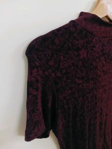 Burgundy Mock Neck T-Shirt
