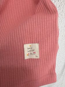 Ribbed  Salmon Top with "Have a Beautiful Day" Tag