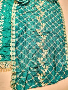 Semi Stitched Suit Embroidered With Border Latkan