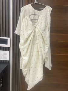 Elegant Off-White Lakhnavi Tunic Top