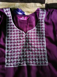 Elegant Purple Kurta with White Salwar