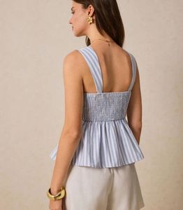 Savana Striped Peplum Tank Top - XS
