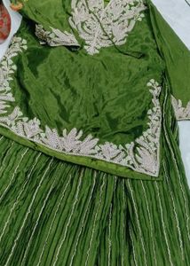Elegant Green Embroidered Kurta Set new with tag