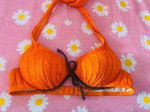 Bright Orange Knitted Bikini Top