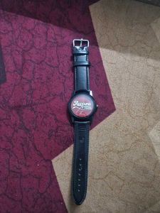 Stylish Black Leather Strap Watch