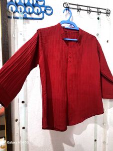 Red Textured Kurta