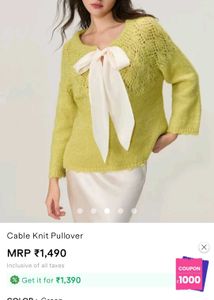 white Cable Knit Pullover