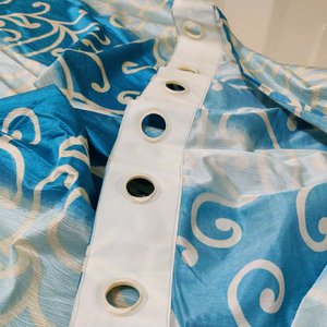 Blue &amp; Off White Curtains Set Of 2