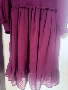On Offer -Burgundy Ruffle Midi Dress