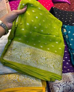 Georgette Viscose Green Saree