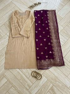 Elegant Beige Kurta Set with Dupatta
