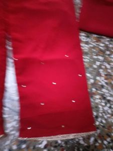 Red Anarkali Gown with Embellished Neckline