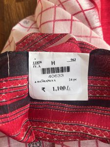 BLACK RED &amp; WHITE COTTON SAREE