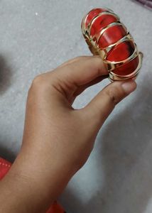 Chunky Red &amp; Gold Bangle Bracelet