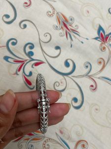 Elegant Silver Bangle with Crystals