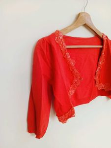 Red Cropped Bolero Shrug