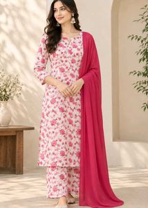 Beautiful Floral Printed Thaan Fabric Dres