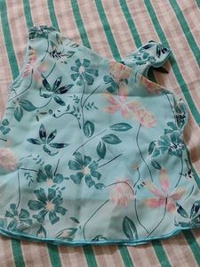 Light Blue Floral Sleeveless Top