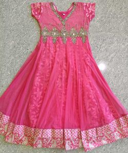 Diamond Embroidered Beautiful Pink Ethnic Gown