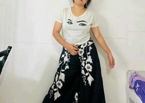 Stylish Black Floral Palazzo Pants