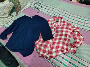 - Navy & check any 1 shirt