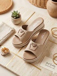 Stylish Beige Wedge Sandals