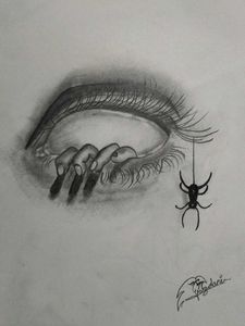 Surreal Eye and Spider Sketch