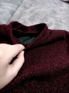 brand new Sparkly Burgundy Mock Neck Top