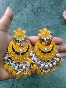 Yellow Jhumka Earrings