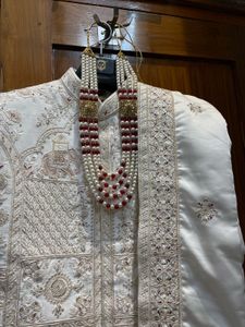 Manyavar Sherwani Set with Mala Safa (Pagdi) and D