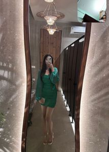 urbanic Emerald Green Ruched Puff Sleeve dress