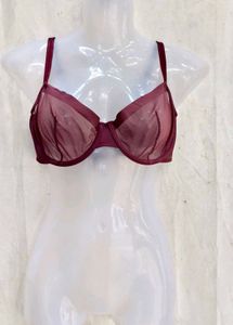 I. Sheer Burgundy Bra