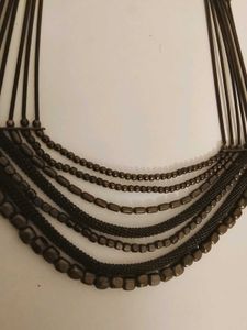 Black Metal Multi-Layered Statement Necklace