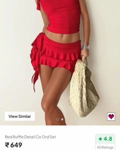 Chic Ruffles Red Co-ord Set