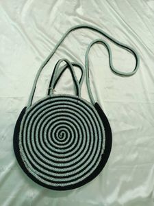 Cotton Jute Round Sling Cum Handbag